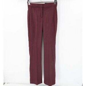 J Crew Pants Women 0 Herringbone Nova Fides Wool Blend Flat Front Bootcut Maroon